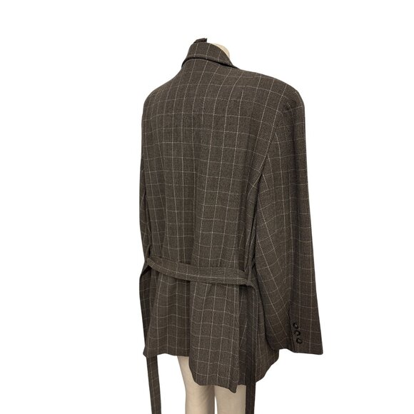 Anne Klein II Womens Brown Plaid Wool Blazer 24W Double-Breasted Tall Plus - Picture 11 of 16